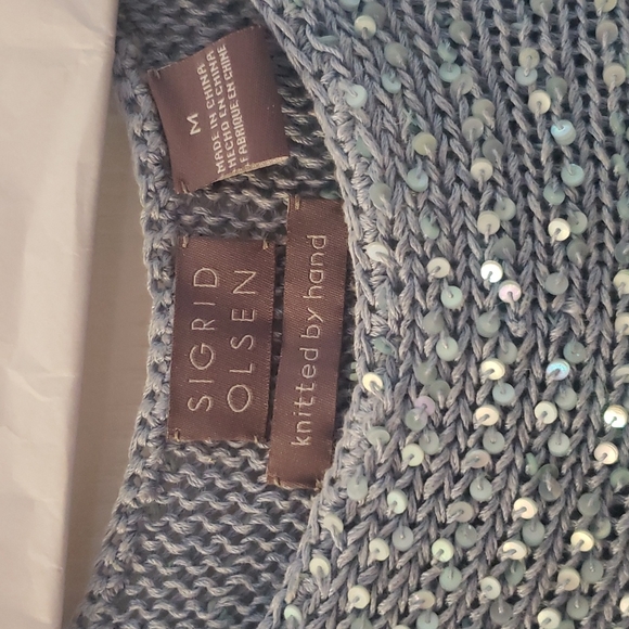 Sigrid Olsen Light Blue Sequin Tank Top Size Med - Picture 2 of 4